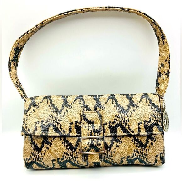 Steve Madden Snakeskin Pattern Tan and Black Women's Bag - Picture 1 of 8